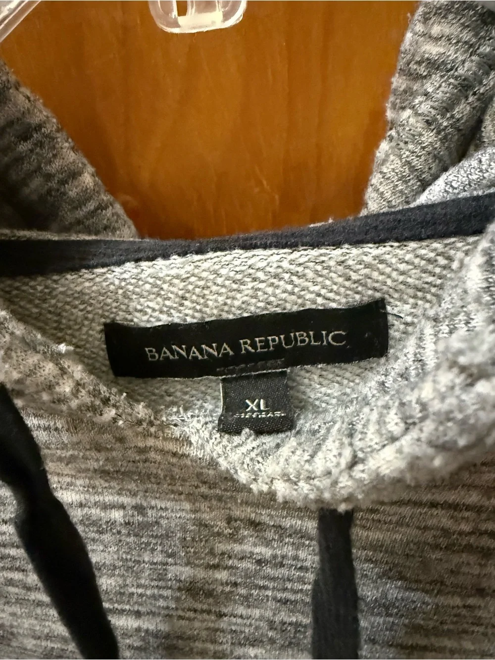 Banana Republic Men's Heather Gray Hoodie with Black Trim
